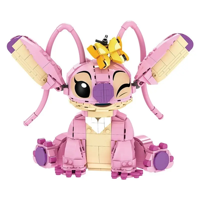 New Cartoon Cute Animal Building Model Kit, Bow Headband Sitting Pose, Adorable Wink Expression, Perfect Gift for Girls