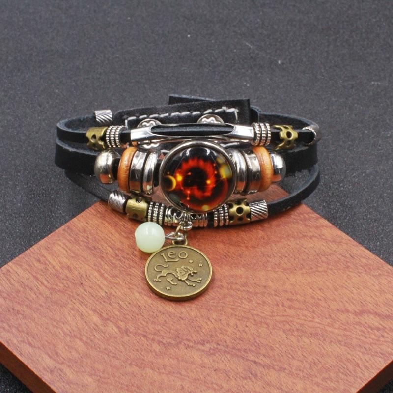 Twelve Zodiac Sign Bracelets Korean Style for Couples and Friends Fluorescent Glowing Bangles Jewelry Gifts Ideal for Her Him