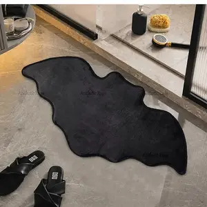 Dark Style Bat Bath Mat, Soft Bathroom Mat, Halloween Theme Bedroom Decor Long Strip Carpet, Cool Reflective Fabric Wear-Resistant Easy Clean Rug, Bathroom Rug Set