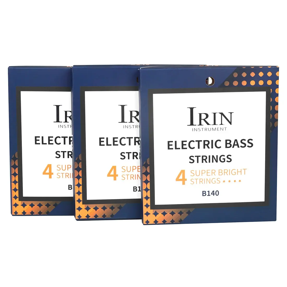 Irin B140 Four-String Electric Bass Guitar Strings, High Carbon Alloy + Nickel Steel Winding, Pvd Coating, Durable & Long-Lasting