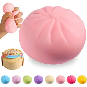Dumpling Squishy, Viral Squishy Dumpling Mystery Box,Squishies Toys, Bao Bun Squeeze Stress Relief Fidget Toy,Holiday & Birthday Gifts for Kids Teens & Adults (Pink)