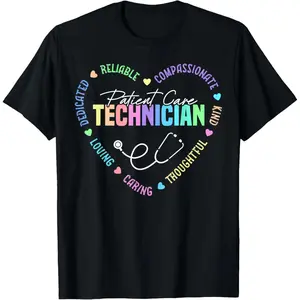 New[100% Cotton] 100% Cotton Patient Care Technician Heart Stethoscope PCT T-Shirt Golf Gift T-Shirt For Men And Women