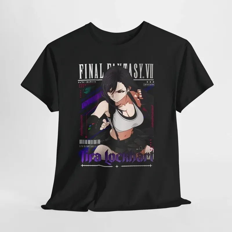Tifa Lockhart FF7 Retro T-shirt - Waifu T-shirt, Final Fantasy 7 T-shirt, Men's and Women's Summer Loose Fashion Top