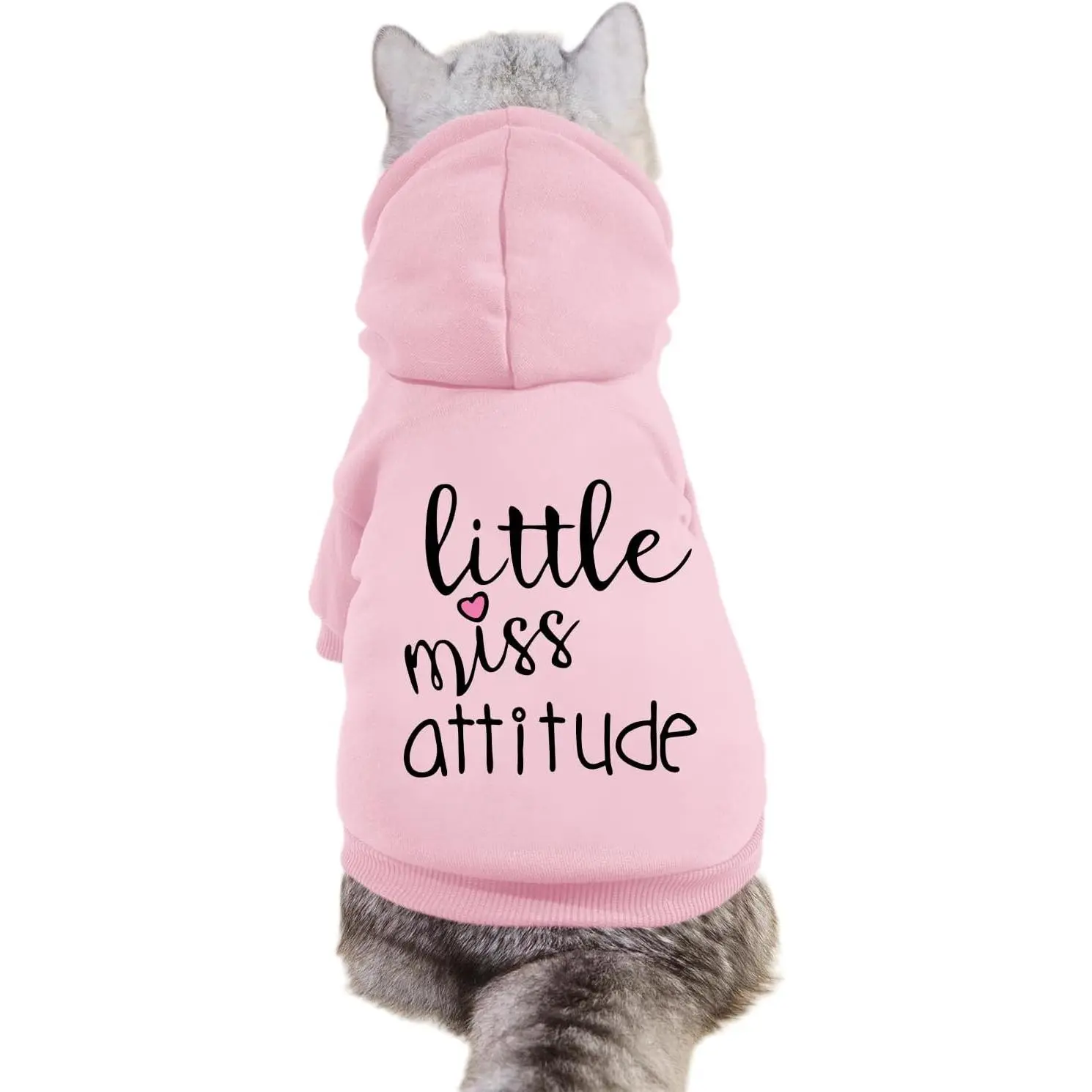Hoodies for Cats Puppy  Clothes  Apparel Little Miss Attitude Print  Hoodie for Small Medium Dogs Outfits for Kittens(,2XL)