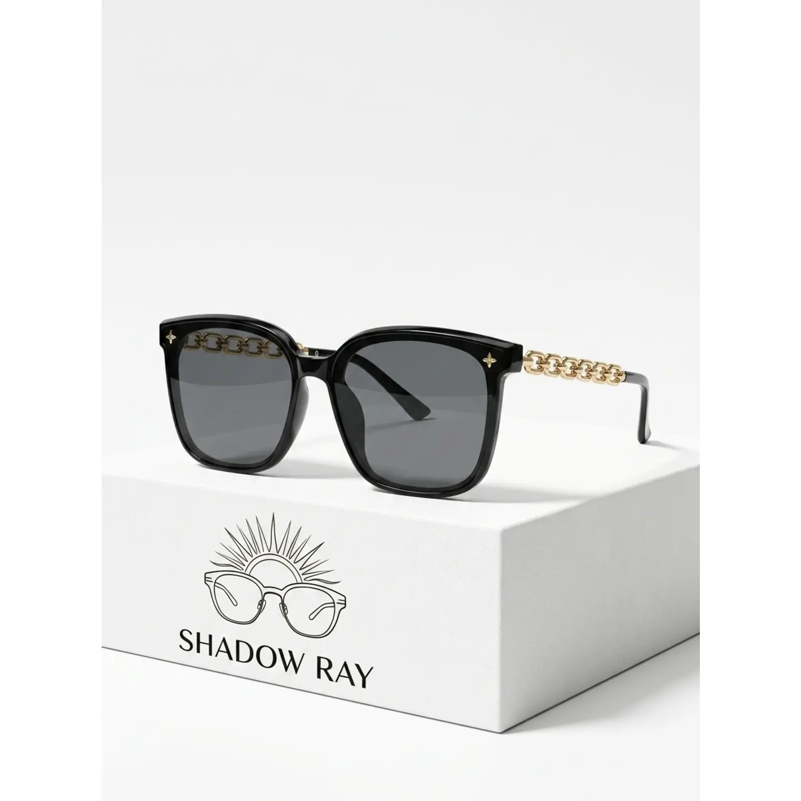 Luxury Cat Eye Sunglasses for Women, Black Frame Gold Chain Detail  Eyewear, Trendy UV Protection Glasses for Summer Outfits Polarized Large Retro men's Grace Classic casual square y2k oval beach  sport outdoor stylish trim ultra-light rimless sunglass