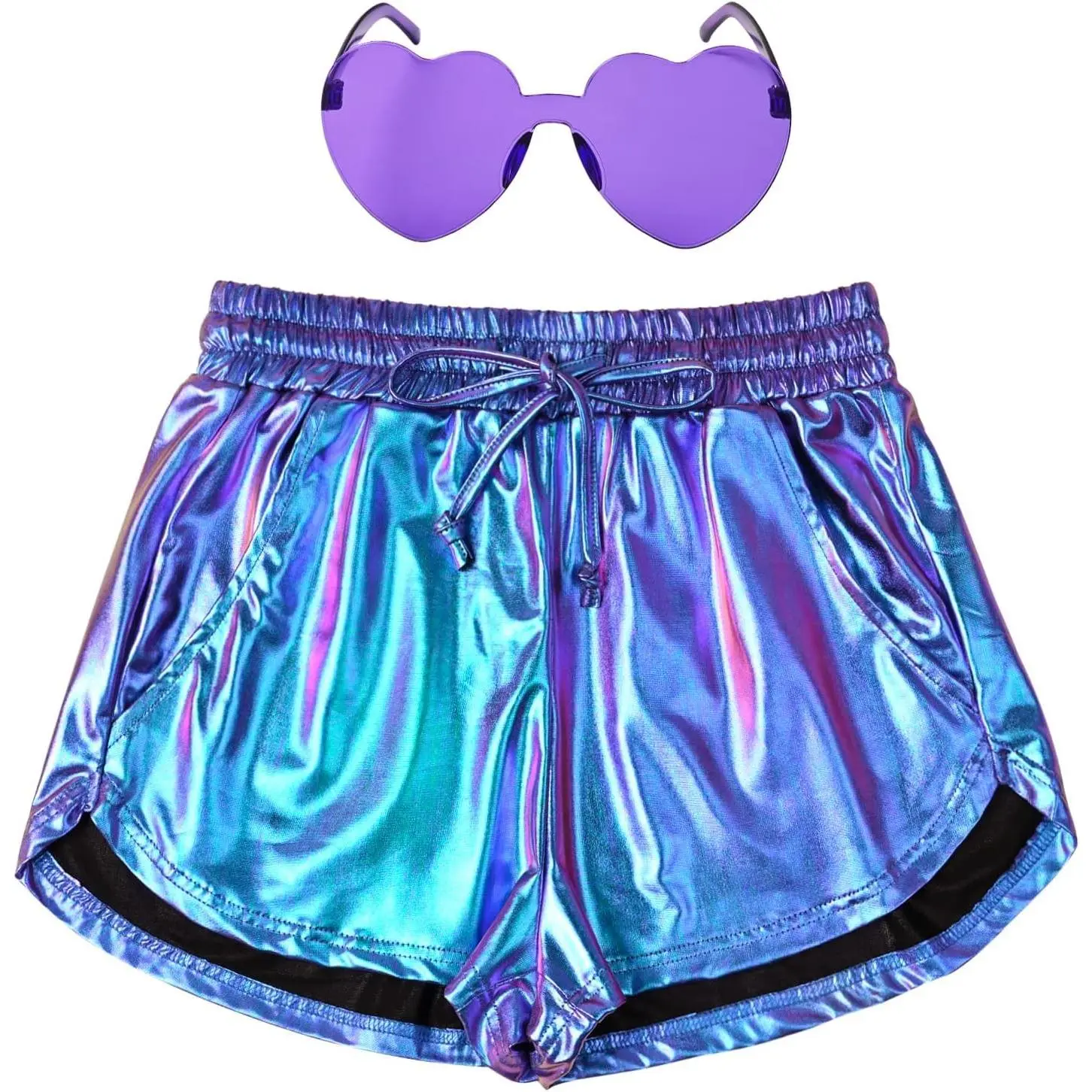 Women's Metallic Shiny Shorts Summer Sparkly Hot Pants Outfit(Gift)