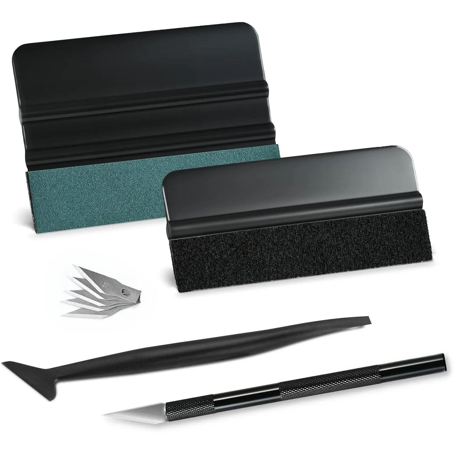 Car Window Tint Installation Kit - Vinyl Wrap Tools With Felt Squeegee, Micro Squeegee, Razor Blade Knife