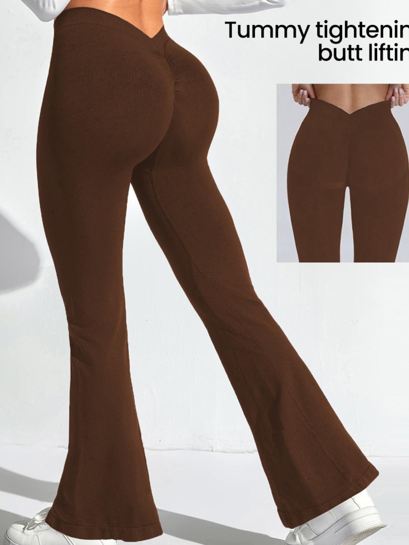 Women's Solid/ Tie Dye Ruched High Waist Flared Leg Sports Pants, Casual Comfy Breathable Seamless Bell Bottom Trousers for Yoga Gym Workout Running, Valentine's Day Gift,  Athletic Wear, Yoga Pants, Ladies Sportswear for All Seasons