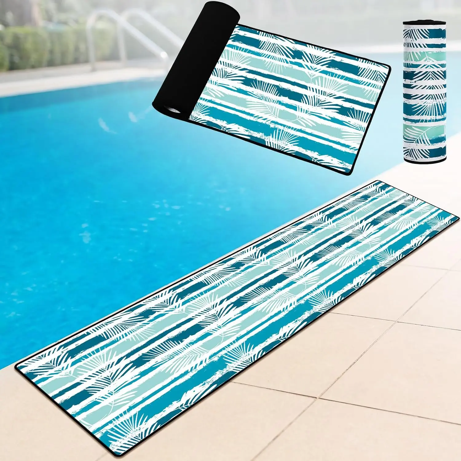 78.7 x 15.7 Inches Pool Mats for Deck Large Poolside Seating Mat Neoprene Non Slip Swimming Pool Cushions Pad for Deck Outdoor Summer Beach Lounging Poolside Chair Accessories
