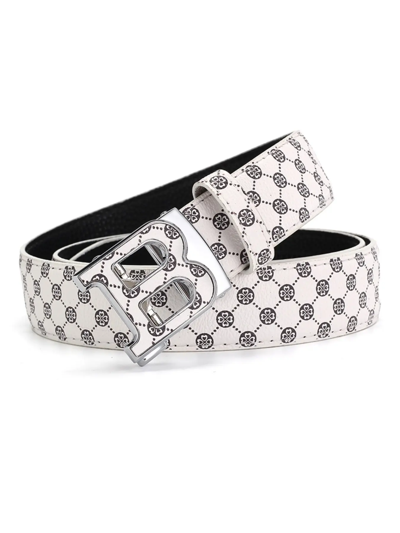 Men's Automatic Ratchet Belt, B Letter Alloy Buckle, Vintage Monogram Print, Adjustable Business Casual Waist Belt, Gift for Him