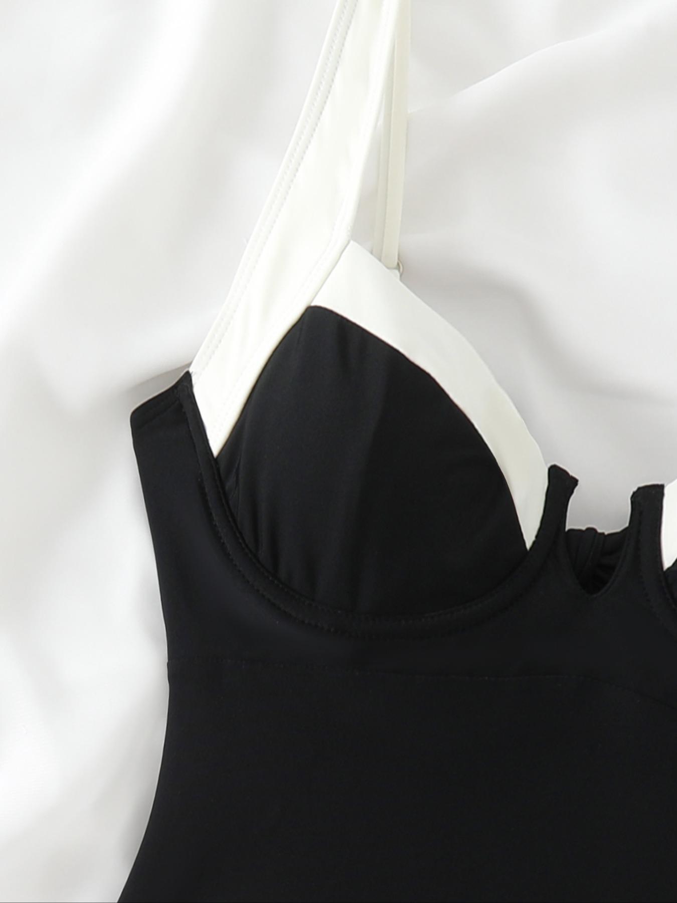 Women's Colorblock One-piece Swimsuit, Casual Sleeveless Swimwear for Summer, Ladies Swimsuit for Beach Holiday Vacation, Summer Swimsuits