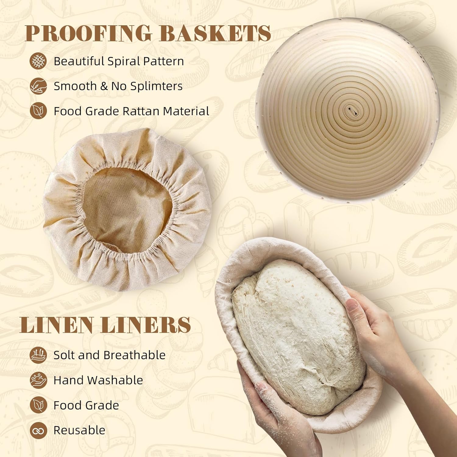 Sourdough Starter Kit, Bread Making Kit with Sourdough Starter Jar for Beginners, Banneton Bread Proofing Basket for  and Kitchen, Sourdough Bread Baking Supplies, Bread Making Tools Kit