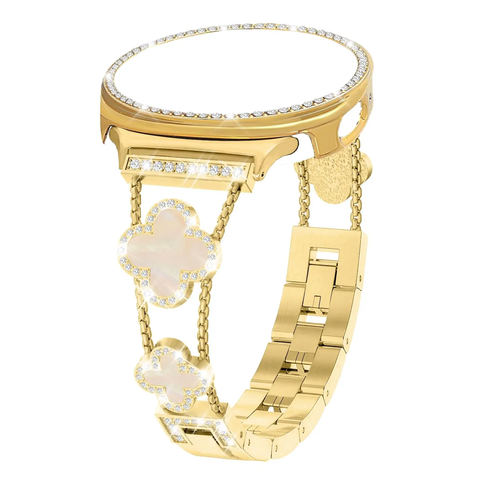 Bling Band with Case Compatible for Samsung Galaxy Watch 8 9 40mm 44mm, Women Diamond Butterfly Metal Bracelet Rhinestone Strap with Protector Case