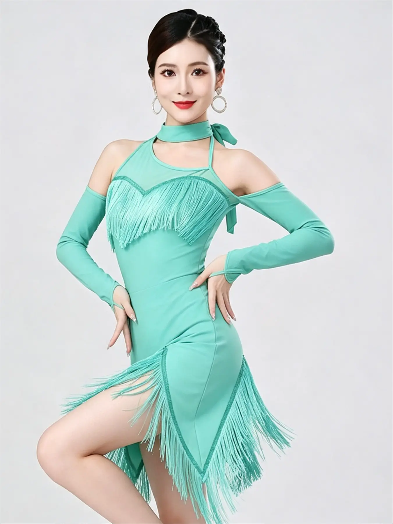 Sexy Fringe Latin Dance Dress Professional Stage Competition Party Ballroom Costume Dance Clothing
