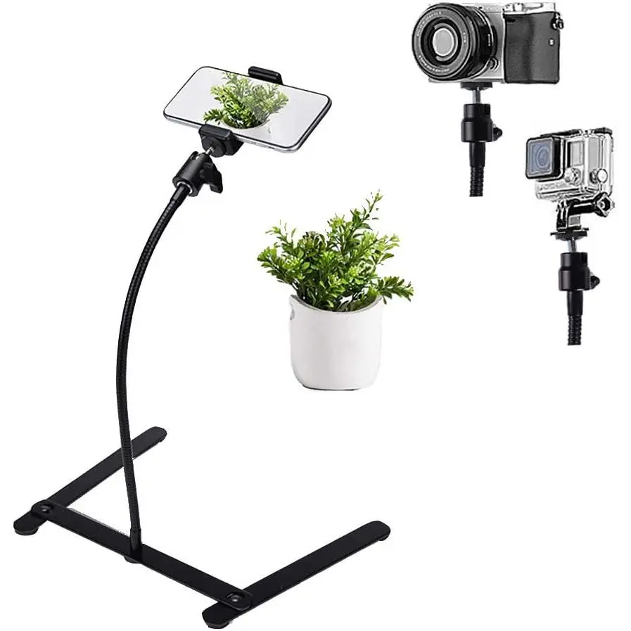 Photo Copy Pico Projector Stand Overhead Tripod Video Stand Phone Mount Flexible Tabletop Stand for Live Streaming Video Recording Vlog YouTube Teaching Cooking Crafting Demo Drawing Recording