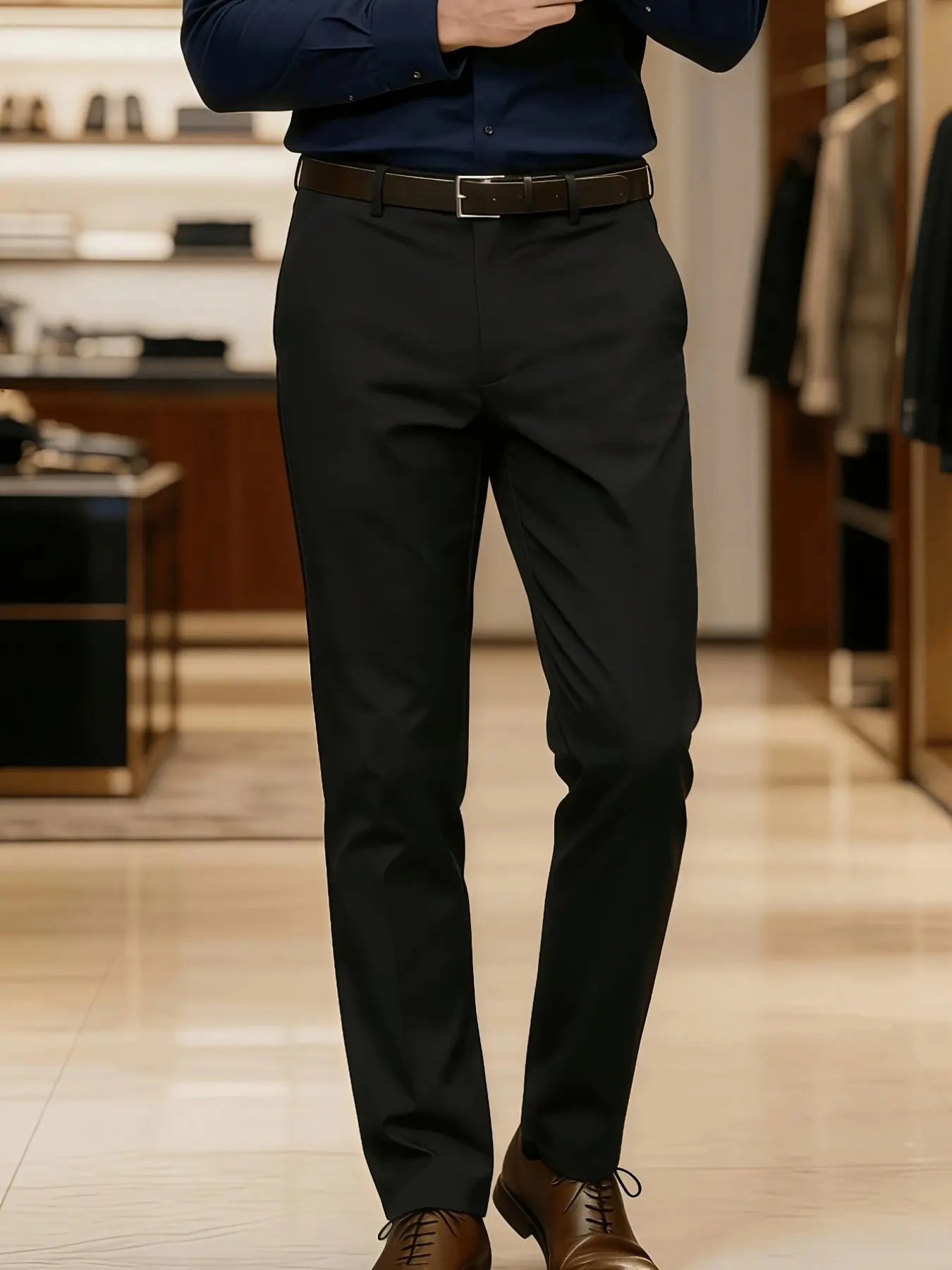 Men's Classic Design Suit Pants, Solid Color Stretch Casual Pants, Business Wear, Elegant Luxury Style, Spring Summer Collection