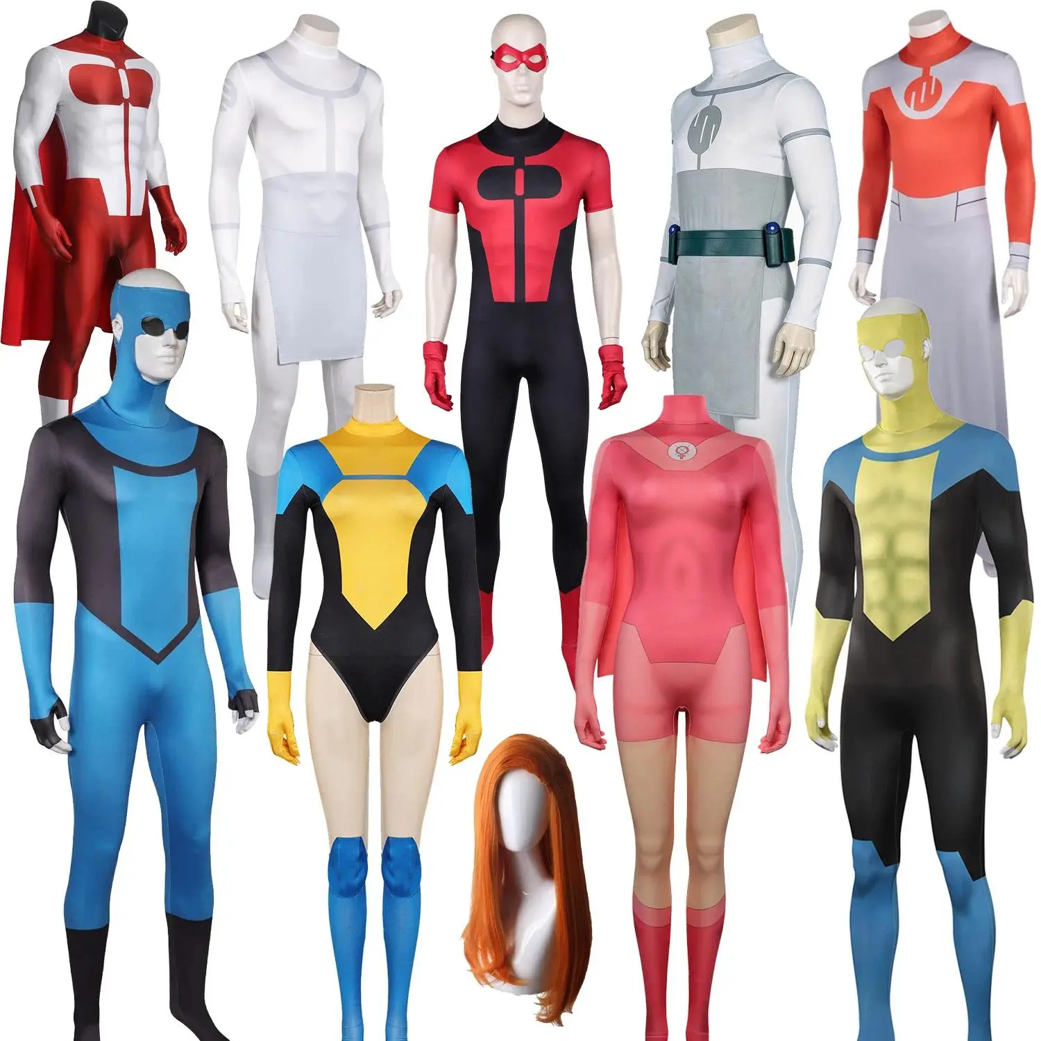 Cartoon Invincible Mark Grayson Atom Eve Cosplay Men Women Costume Superhero Roleplay Fantasia Man Halloween Carnival Cloth