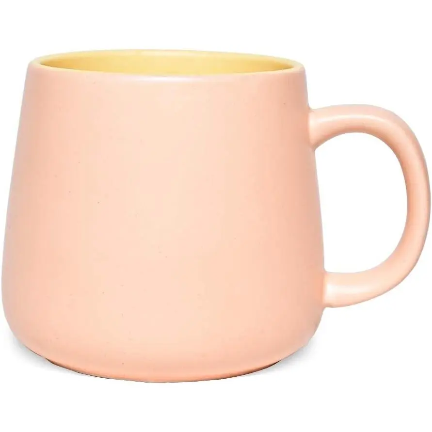 Matte Ceramic Coffee Mug,  Cup for Office and , 15 oz, Dishwasher and Microwave Safe, 1 Pack (Light Orange)