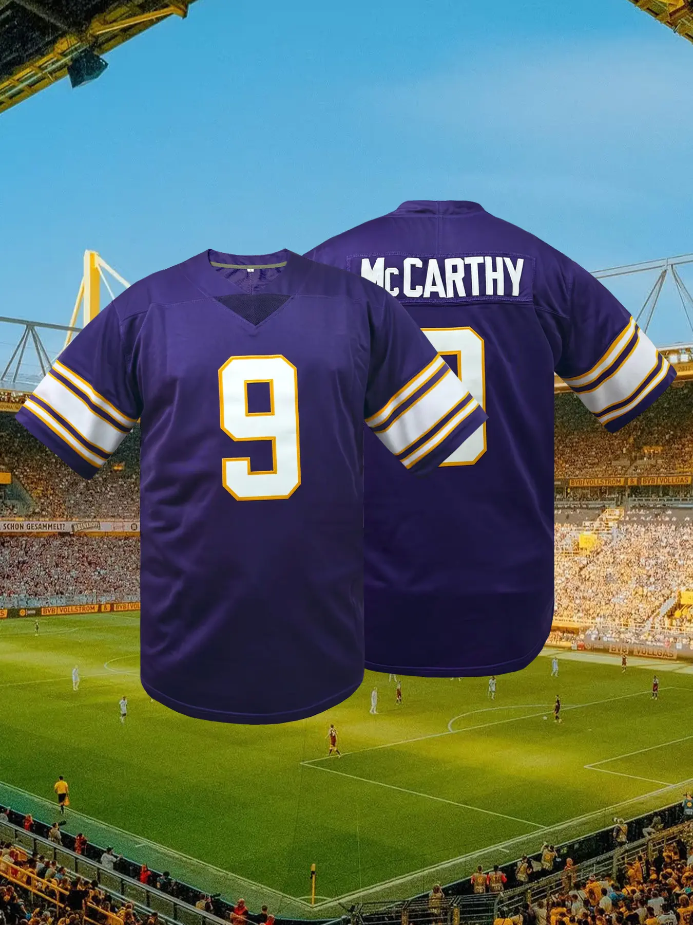 #9 #15 #18 Unisex Purple Football Jersey Embroidered Stitched Retro Game Day Athletic Top