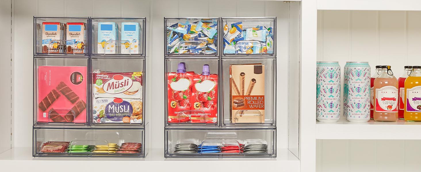 Stackable Storage Drawers Set of 5, Clear Plastic Organizer Bins for Bottle, Beauty Supplies Storage, Ideal for Kichen Countertop, Vanity, Bathroom, Cabinet, Pantry Organization Stackable Storage Drawers Set of 5, Clear Plastic Organizer Bins for Bottle, Beauty Supplies Storage, Ideal for Kichen Countertop, Vanity, Bathroom, Cabinet, Pantry Organization