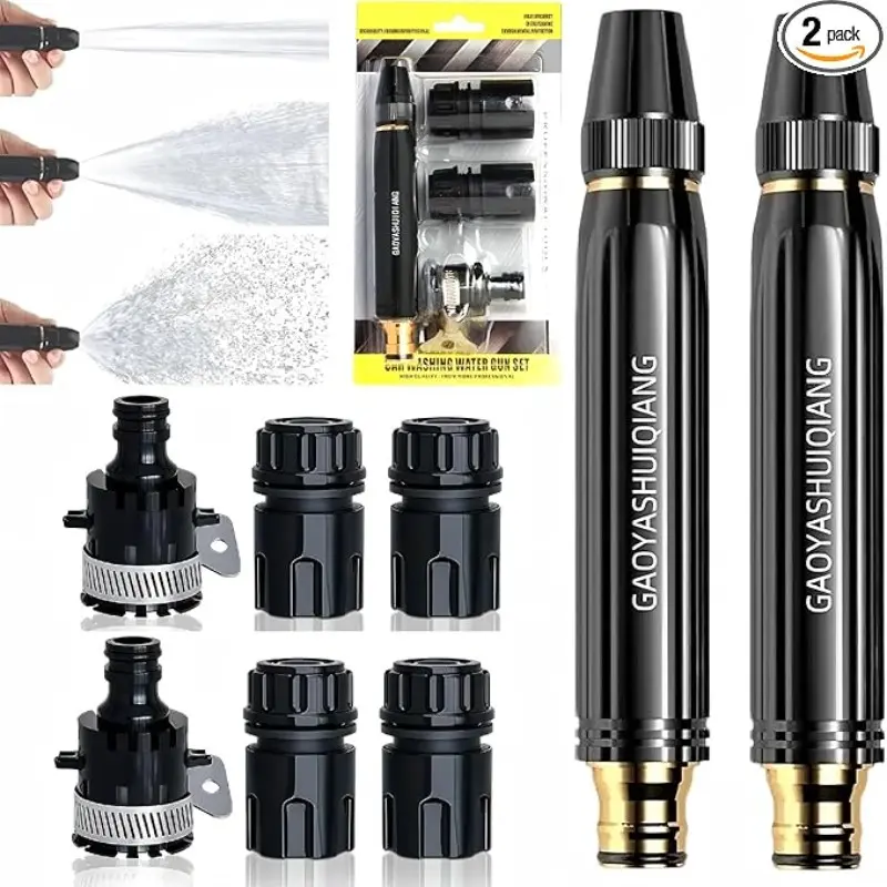 2-Pack Water Hose Nozzles for Car Washing, Garden Irrigation, Outdoor Cleaning, Adjustable Twist Nozzle with Strong Spray