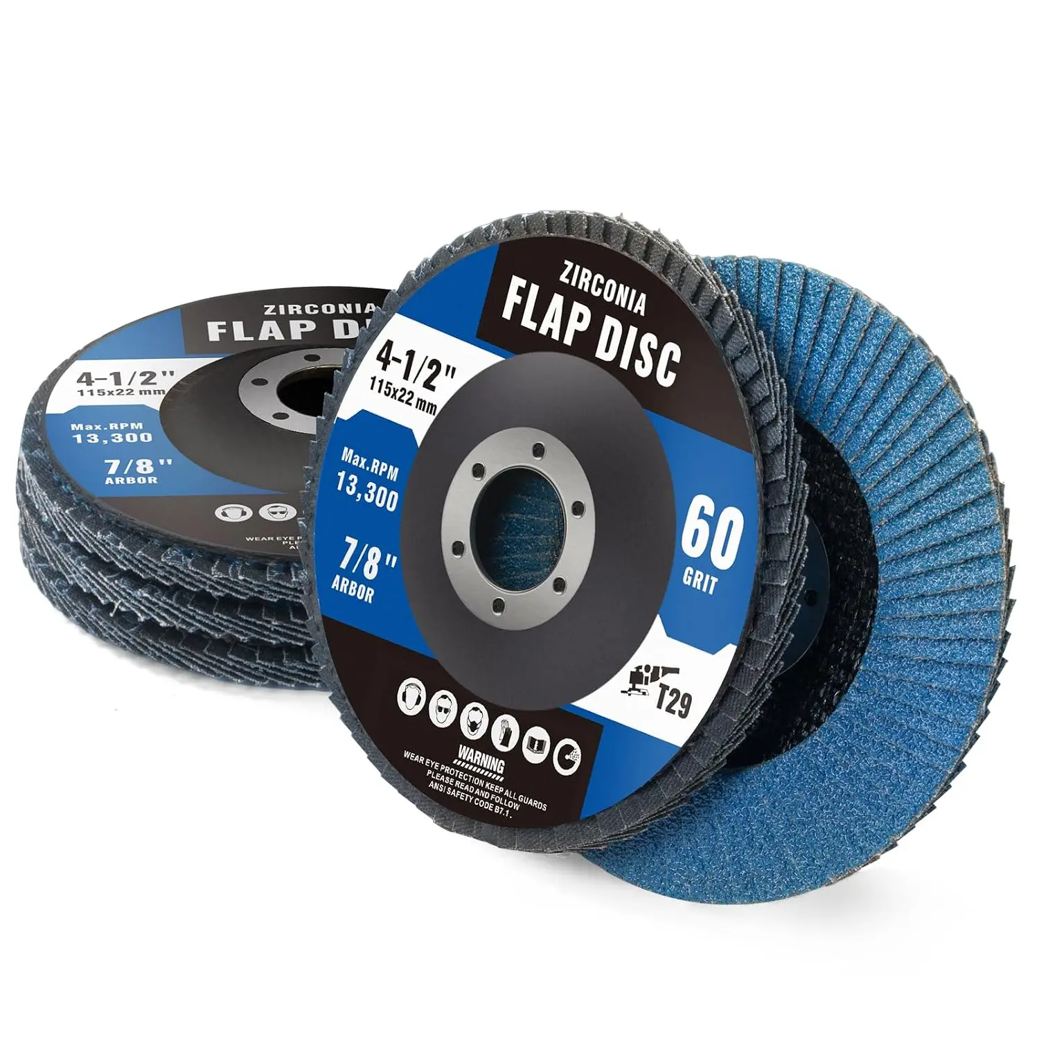 5 Pack Ceramic Flap Discs 4 1/2” 40 Grit Flap Discs for Angle  T29 Grinding Wheels for Metal,,Stainless Steel Heavy-Duty Aggressive Grinding