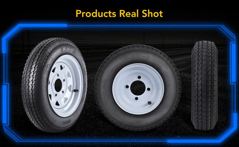 【GARVEE】Trailer Tires Set with 5 Lug on 4.5", 12" Rims, Load Range C, 6PR – Sizes 2x 4.80-12 and 5.30-12, Suitable for Highway, Boat, Motorcycle, and 12" Rim Trailers