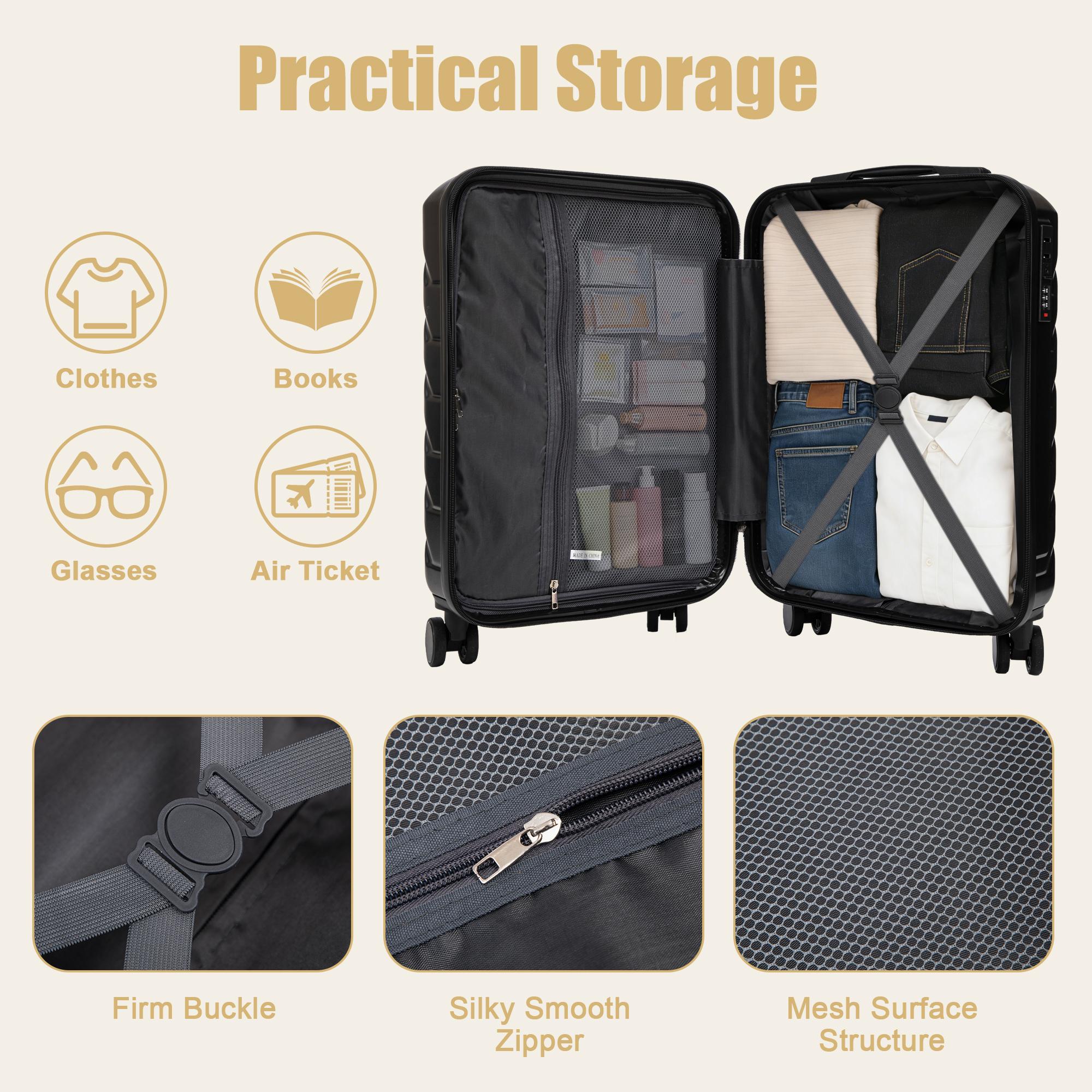 20/28 Inch ABS Hard Shell Travel Checked Luggage - Scratch Resistant Surface Four Multi-Directional Wheels,  With Combination Lock