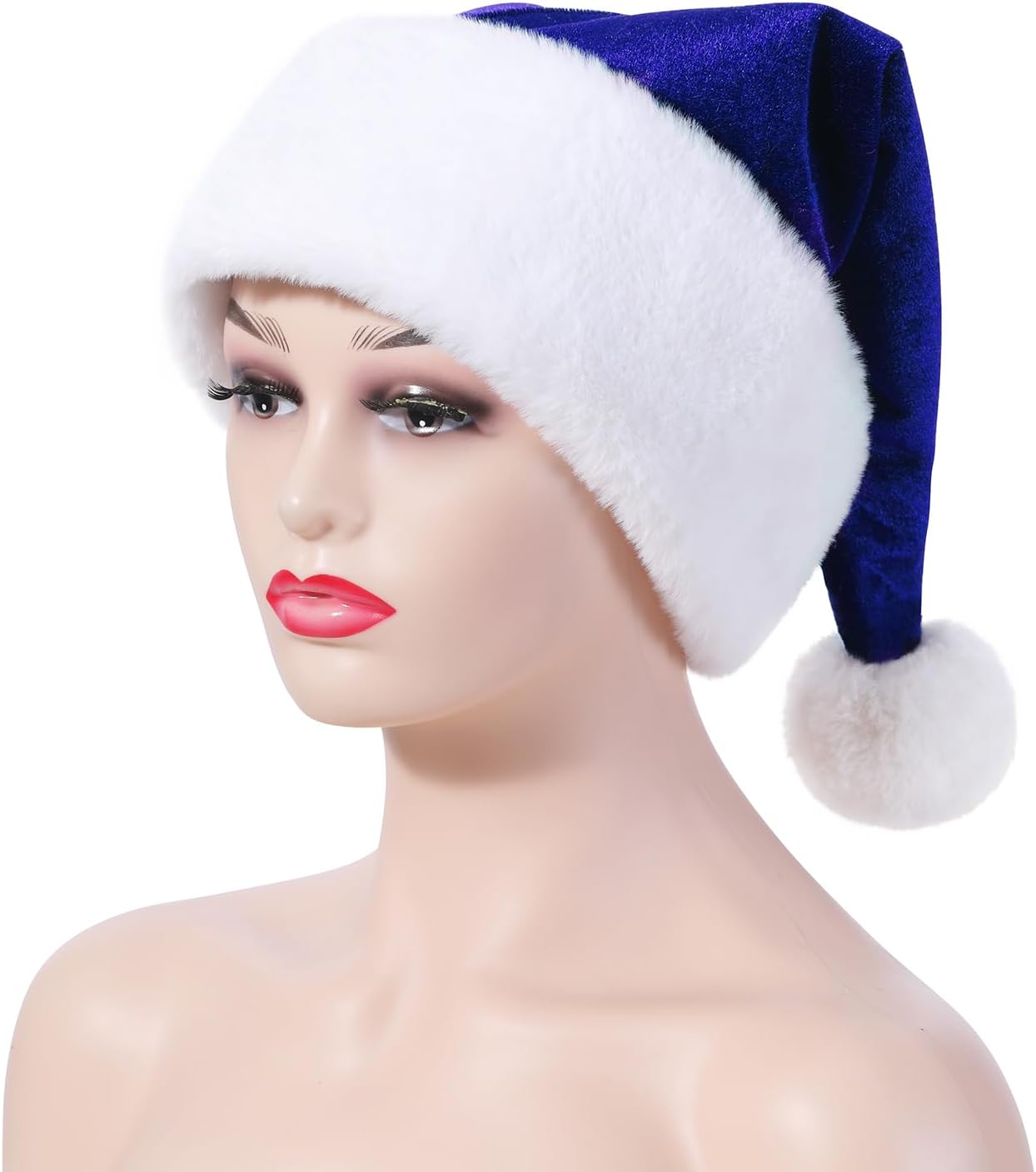 Blue Velvet Christmas Hat for Adults, Festive Holiday Party Accessory, Comfortable & Stylish New Year Celebration Item