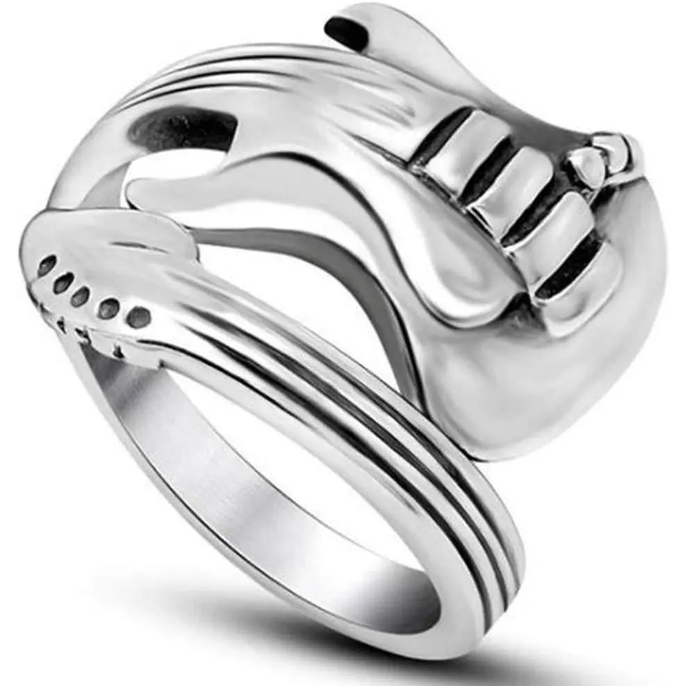 Jewelers Stainless Steel Guitar Style  Concert  Party Evening School Graduation Ring