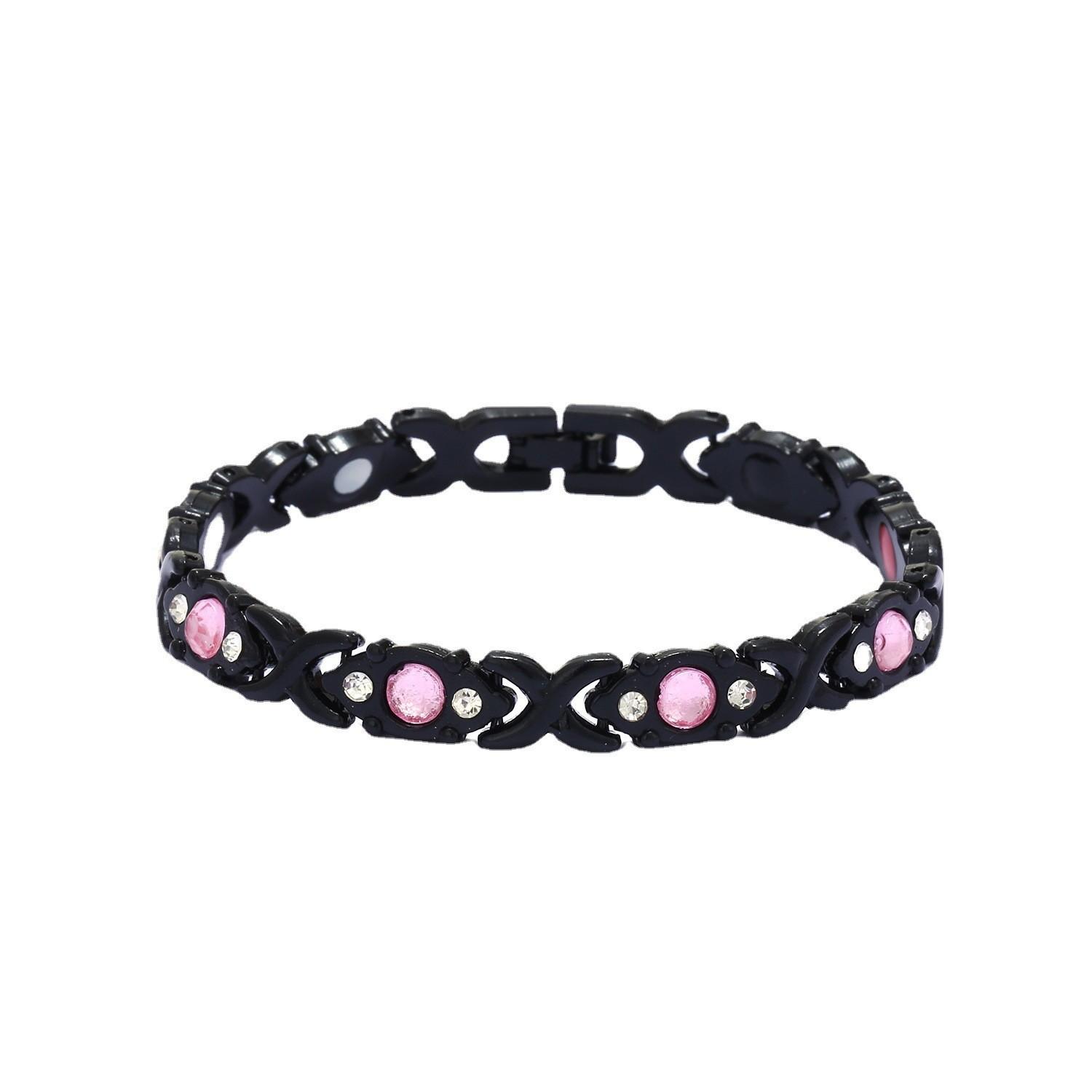 Fashionable Detachable Energy Magnet Bracelet, Eco-friendly Alloy with Diamonds, Adjustable Women's Bracelet