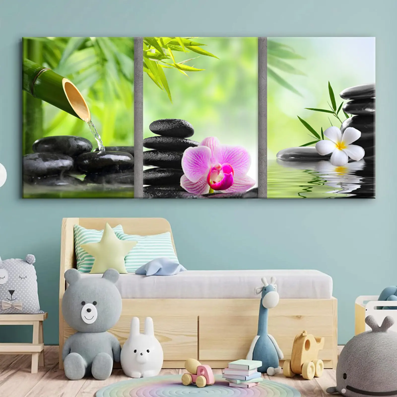 Home Decor 2-Piece Zen Garden Wall Art Set - Orchid, Bamboo, Stone Patterns Posters & Prints, Fade Resistant Multi-Size Decoration, Gift Ideas for Birthday, Anniversary Living Room Bedroom Wall Decoration, Room Decorations