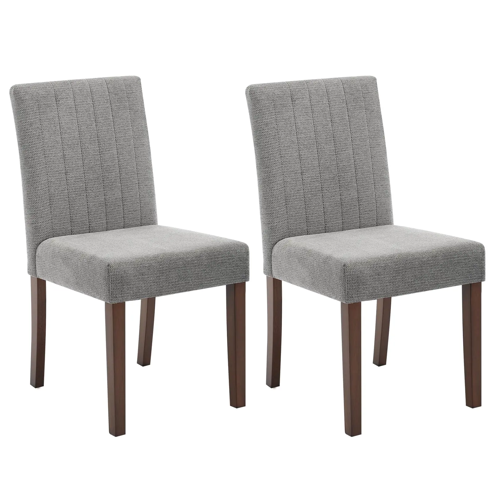 GARVEE Set of 2 Parsons Style Dining Chairs Upholstered in Soft Gray Linen with Ergonomic High Back and Sturdy Wooden Legs, Comfortable for Dining Room, Kitchen, and Restaurant Use