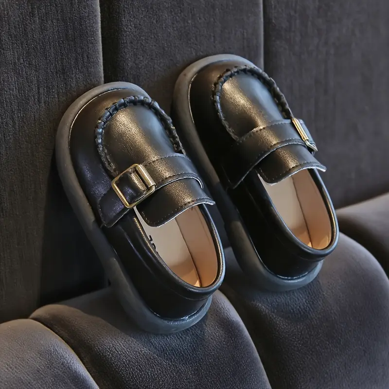 New Arrival British-Style Kids' Loafer Shoes - Round-Toe Synthetic PU Leather Low-Top Soft-Soled Flats, Rubber-Infused Comfortable and Stylish Toddler Footwear for School, Daily Casual, All-Season Use