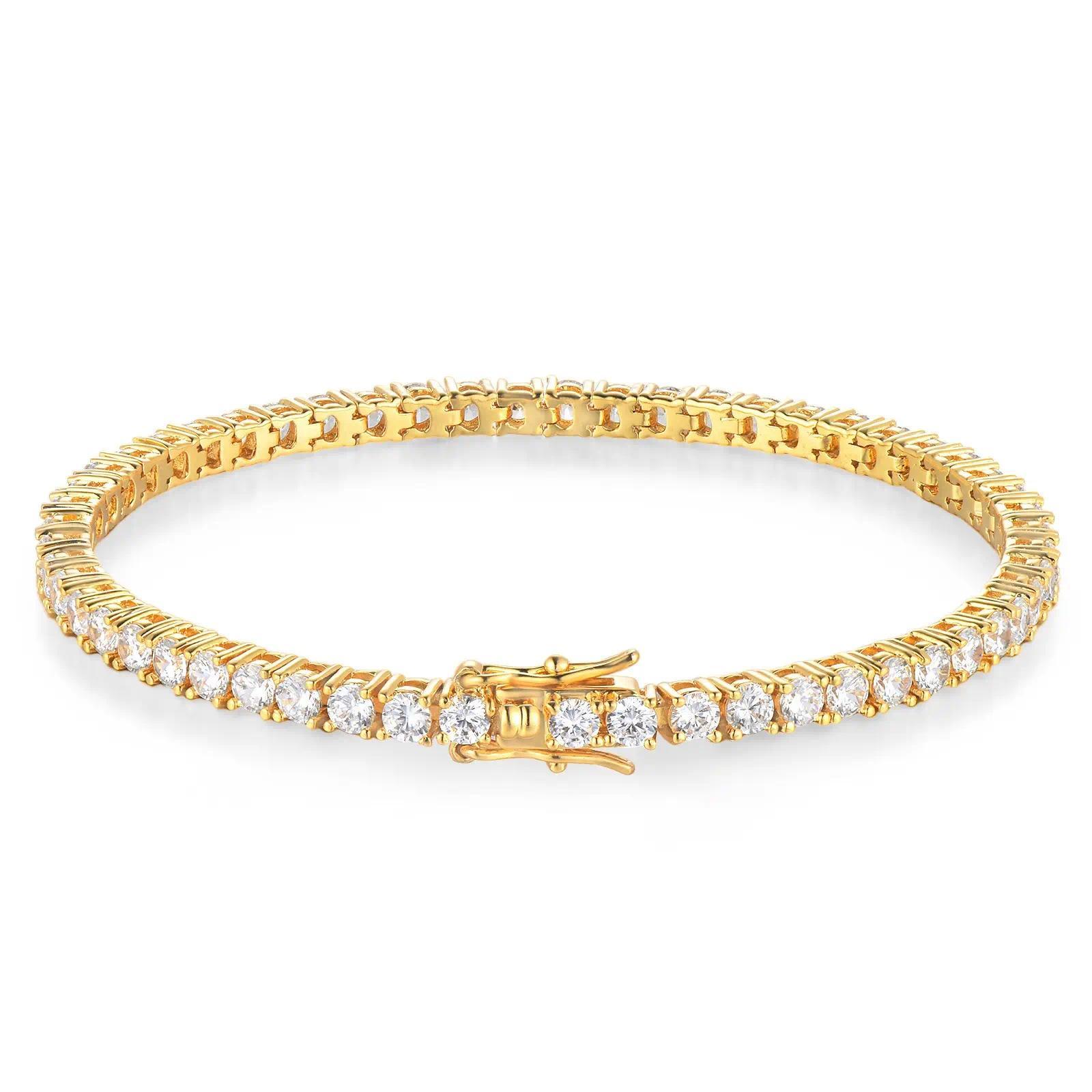 2-6mm Moissanite Tennis Chain Bracelet for Men & Women, 18K Gold & 925 Silver Hip Hop Bling Bracelet, Round Cut Diamond Style, Luxury Fashion Jewelry, Viral Gift