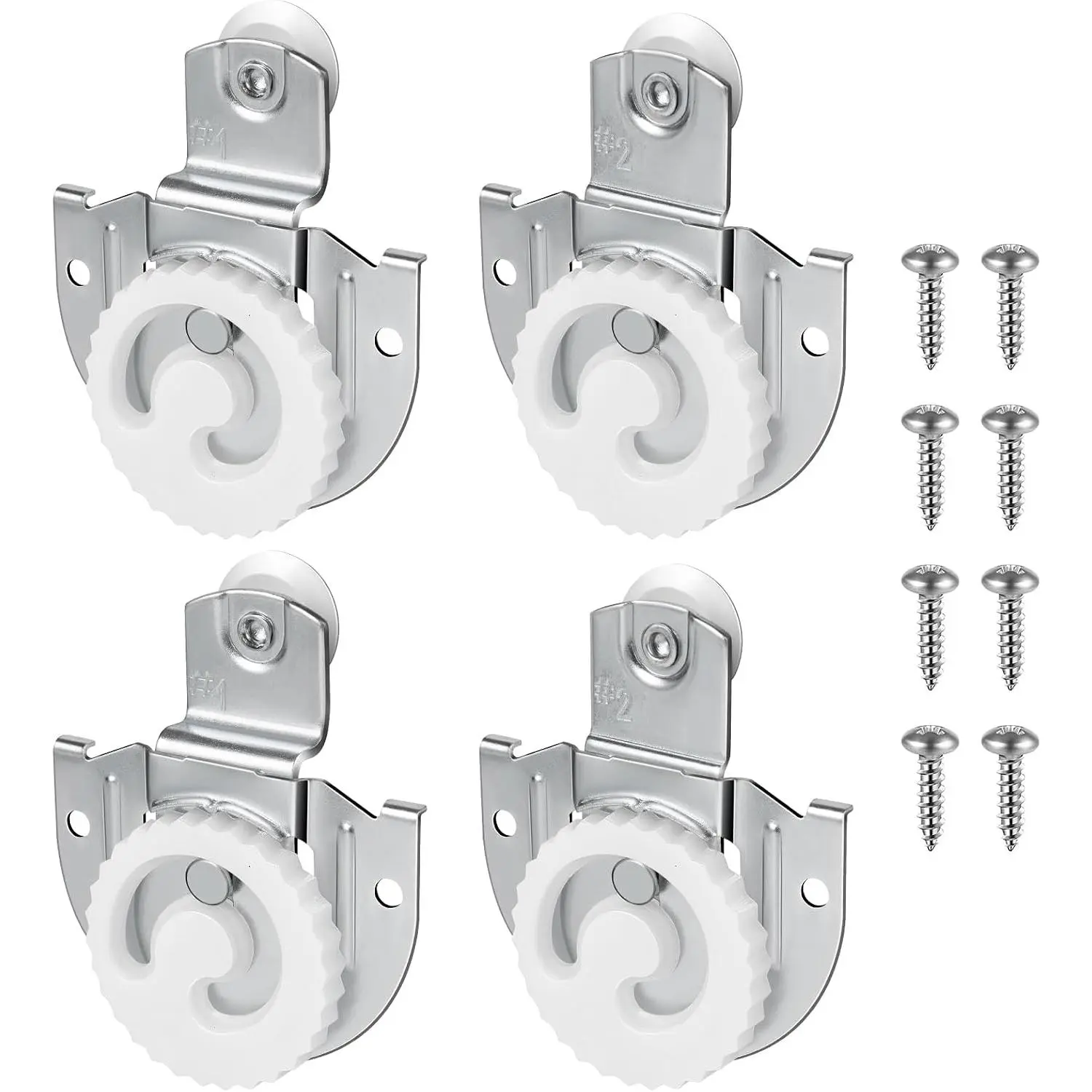 Sliding Closet Door Hardware Set, 4 Pack Sliding Wardrobe Door Hardware Roller Kit Includes Knob Adjustable Door Hooks and Screws