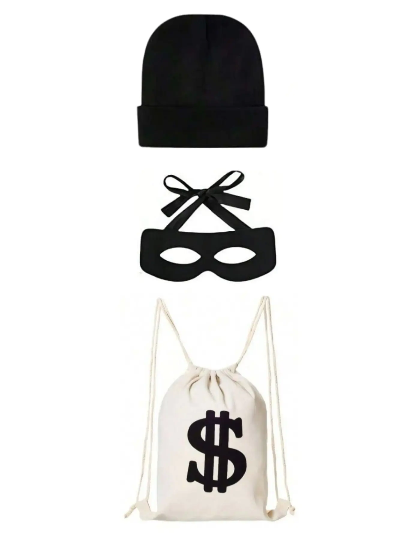 Thief Costume Set: Canvas Backpack, Eye Mask, Hat, Role Play, Cosplay for Men and Women, Perfect for Christmas, Halloween, Parties