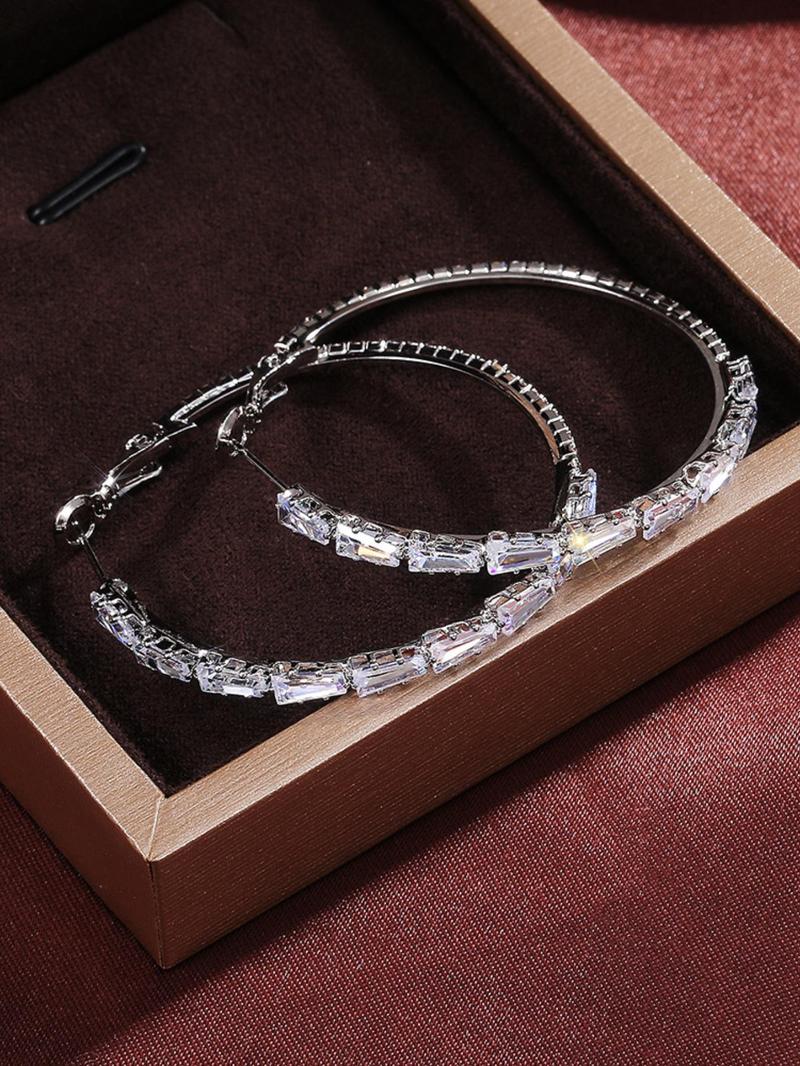 Women's 1 Pair Elegant Artificial Zircon Dainty Lightweight Hoops Earrings, Fashionable Earrings for Women, Fashion Jewelry Accessories for Party, Daily Clothing Decor, Elegant Minimalist Earrings