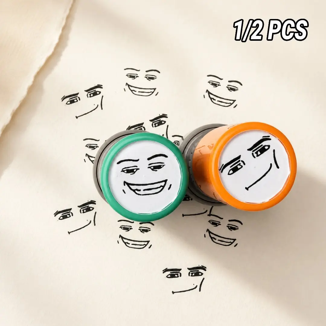 1/2 Count Cute Funny Emoji Pattern Stamp, Office Stationery & Supplies, Decorative Label Emoji Stamp, Office Stamps