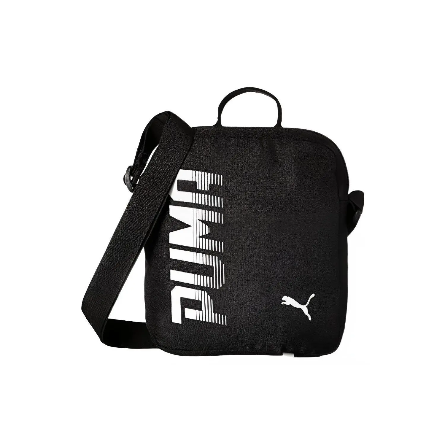 Puma Logo-Print Sporty Casual Zippered Crossbody Bag for Men and Women – Black