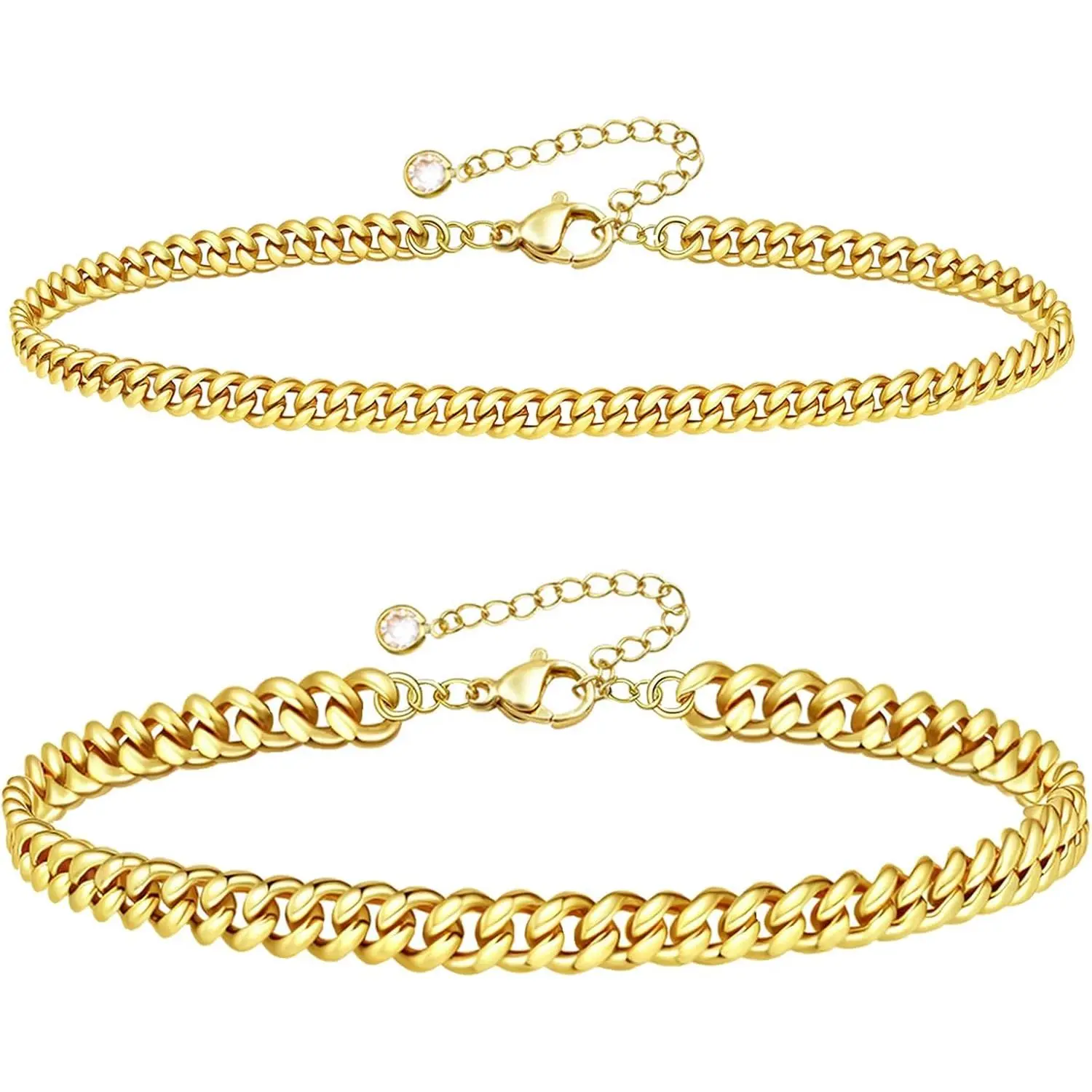 Anklets for Women 14K  Plated Ankle Bracelets  Layered Cuban Link Chain Anklets Set Adjustable Summer Beach  Travel