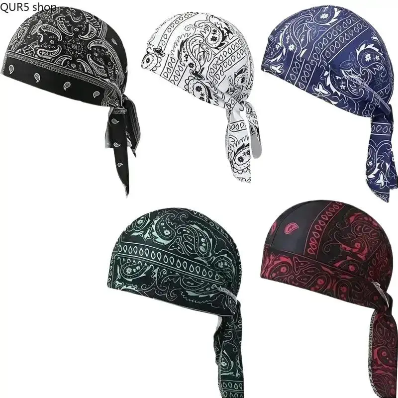 5PCS Cooling Skull Cap Set – Elastic Sweat-Wicking Helmet Liner, Breathable Pirate-Style Head Wrap for Cycling, Motorcycle, Hiking & Outdoor Sports