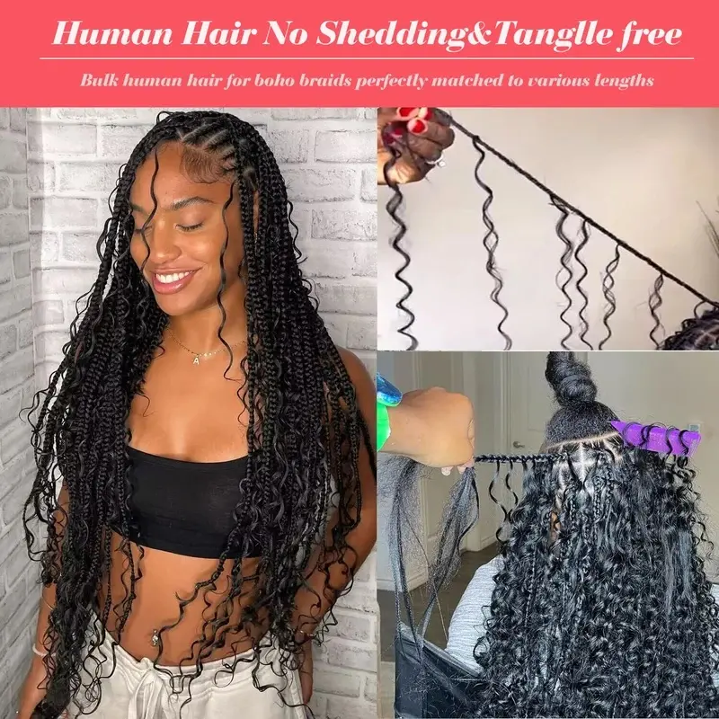 New Human Braiding Hair Deep Wave Bulk Human Hair 100g No Weft Human Hair Bundles Micro Human Braiding Hair for Boho Braids