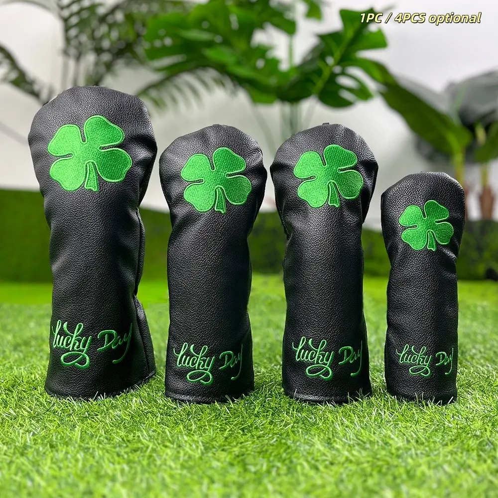 Four-leaf Clover Pattern Golf Club Head Cover, Durable Waterproof Golf Club Head Cover, Golf Accessories for Men & Women, Golf Gear, Golf Supply