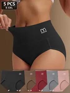5-Pack High-Waisted Women's Panties, Butt Lifting and Tummy Control, Comfortable Breathable Triangle Underwear, Non-Pressing Thighs