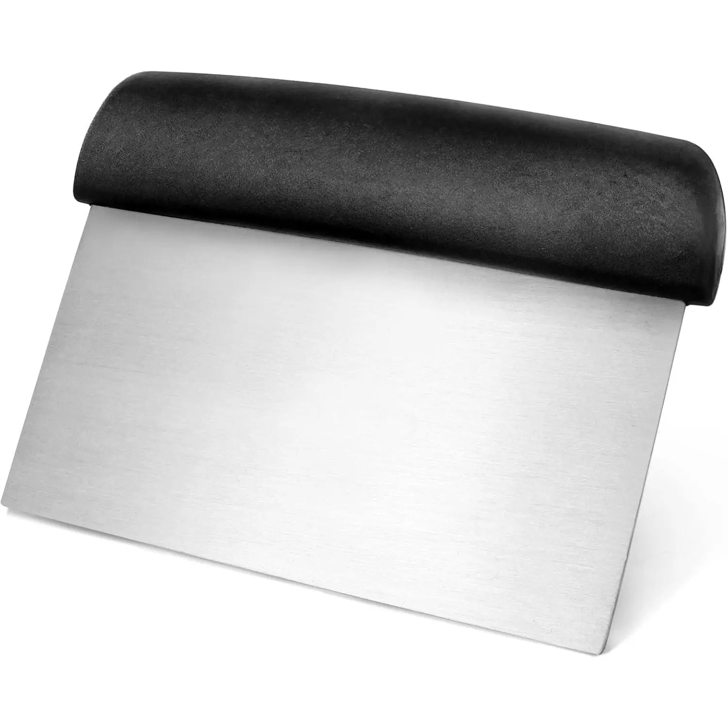Bakery-Grade Stainless Steel Dough Scraper with Black Plastic Handle, 6 x 3 Inch Bench Scraper, Pastry , Dough Divider, Baking Prep Tool