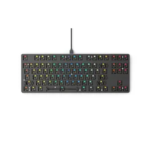 Custom Gaming Keyboard - GMMK 85% Percent TKL Barebone - USB C Wired Mechanical Keyboard Kit - RGB Hot Swappable Switches & Keycaps - Black Metal Top Plate