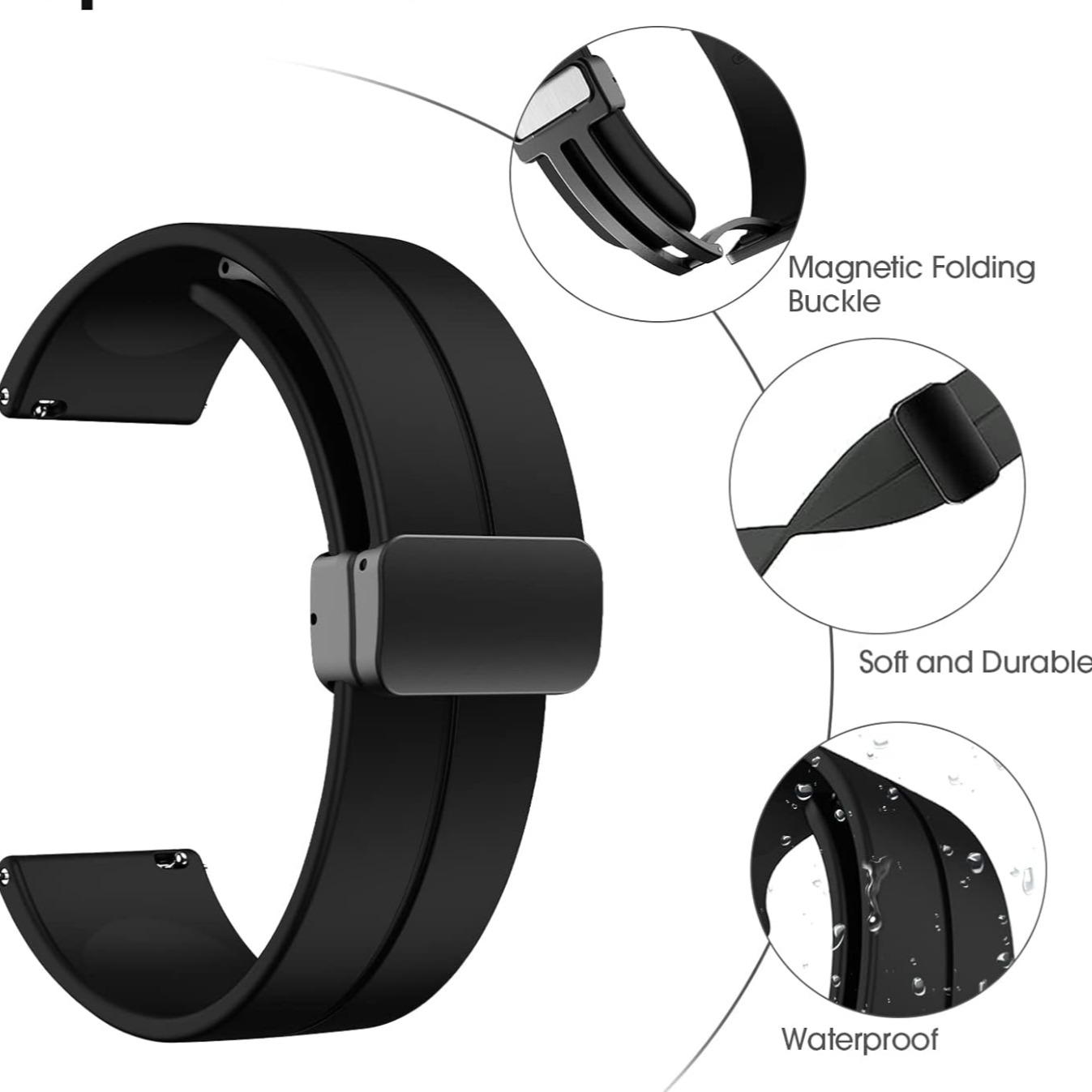 Silicone Magnetic Buckle Watch Band, Casual Business Sports Strap, Fits Samsung Huawei Xiaomi Garmin Smart Watches, Watch Accessories