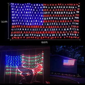 420 LED American Flag Net Lights Waterproof Outdoor Yard Garden Holiday Party Christmas Decoration decor