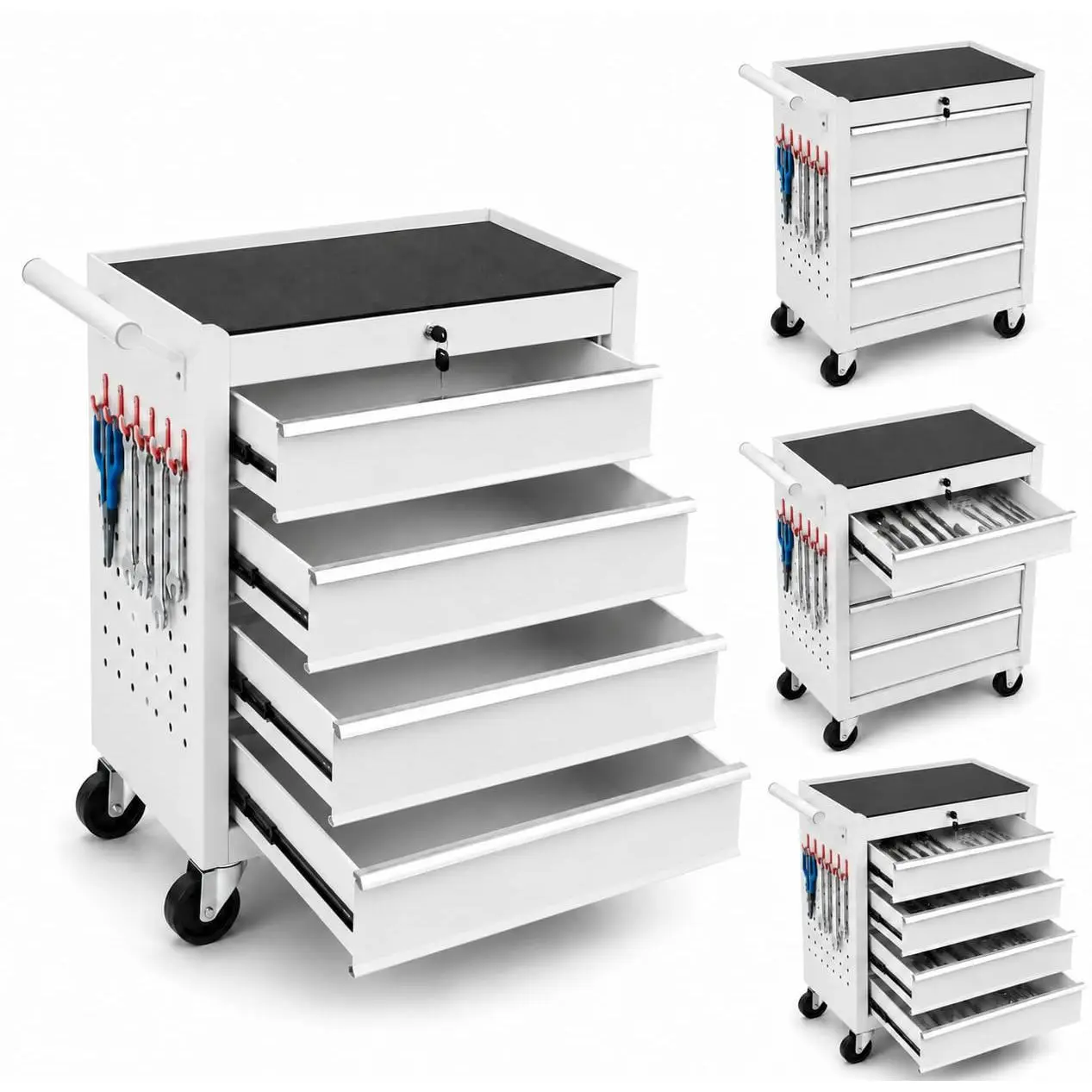 GARVEE 24-Inch Rolling Tool Chest with Wheels, 4-Drawer Lockable Tool Storage Cabinet, Mobile Tool Cart with Drawer Liners for Garage & Workshop